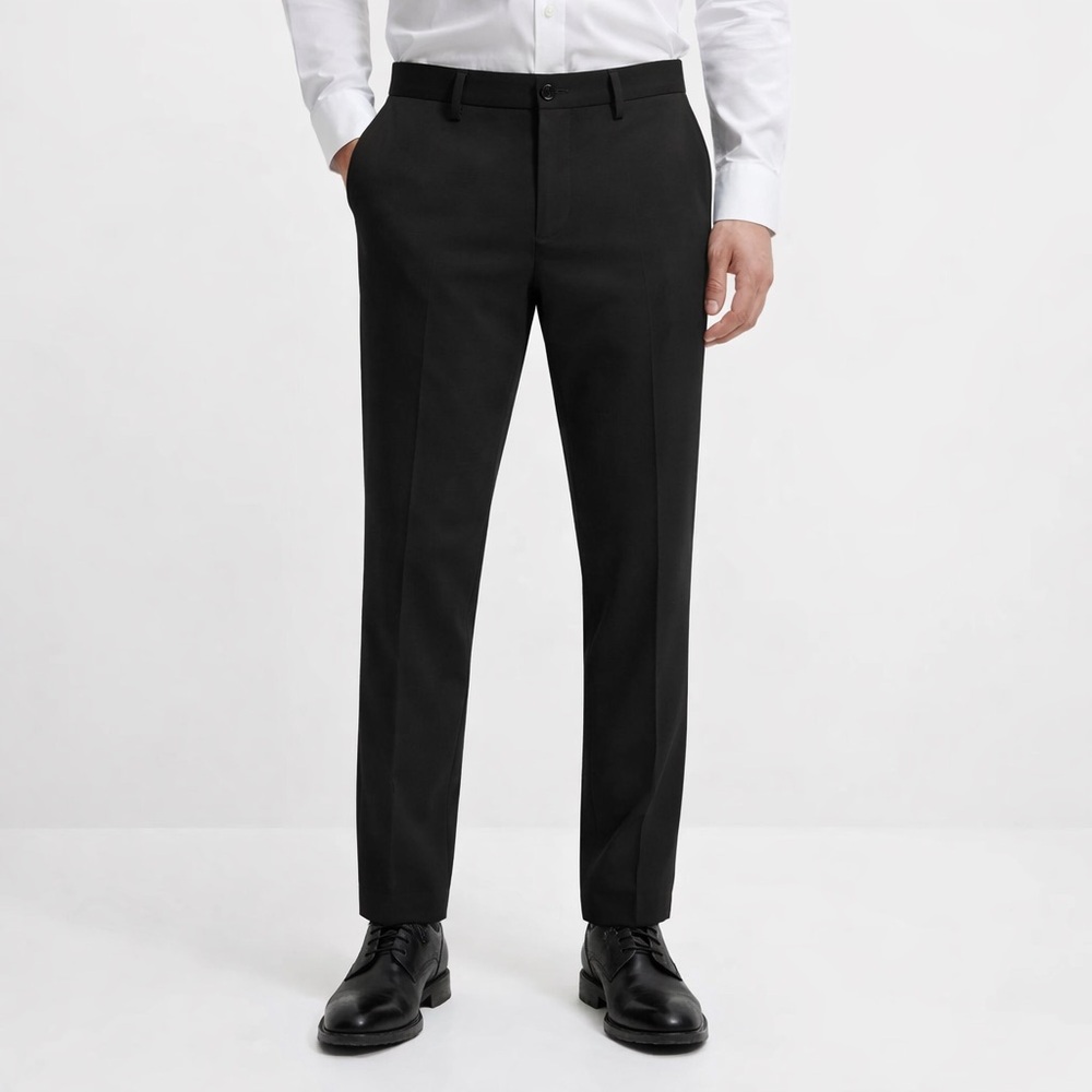 Zara Man Black Slim Dress Pants Tailored Ankle Length